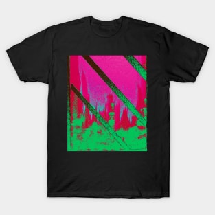 Cityscape through Window with Pink Sky T-Shirt